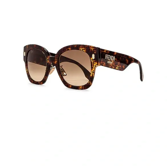 FENDI FF logo acetate sunglasses in Havana print - Picture 1 of 14